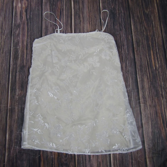 Lulus Dress Womens Medium Beige White Floral Embroidered Mesh Overlay Sleeveless - Picture 6 of 6